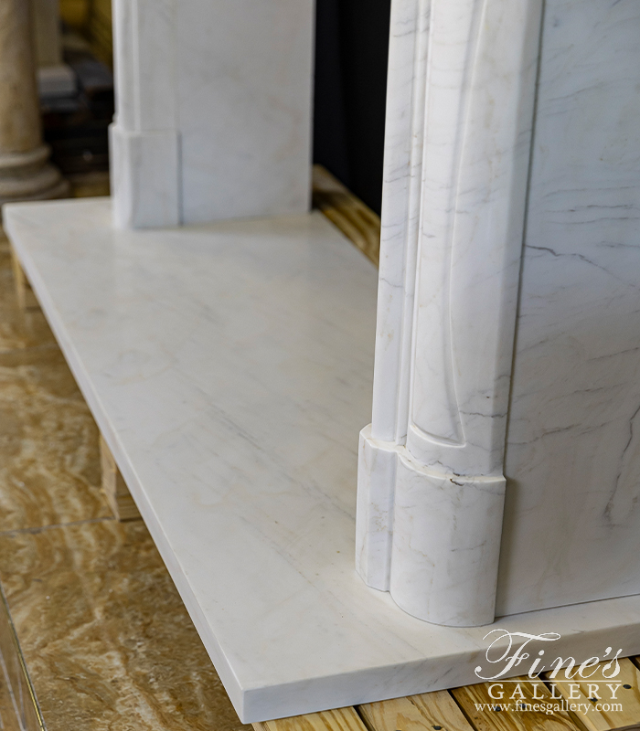 Marble Fireplaces  - Pristine White French Style Marble Fireplace Mantel - MFP-1897